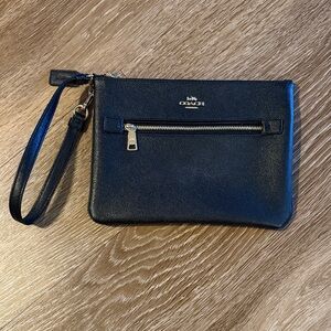 Coach large Black Wristlet with Gold Accents